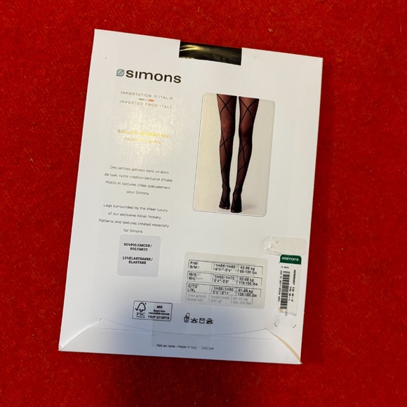 Black traced diamond fashion tights made in Italy NWT - Picture 5 of 10